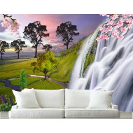 Animated Plants and Waterfall Wall Mural Art