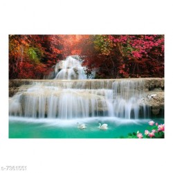Beautiful Waterfall in autumn Forest self adesive wallpaper-CDWP0620300