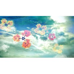 Clouds with Flower Wallpaper