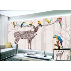 Deer and Birds Wallpaper