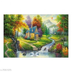 Elegant view of River side house self adesive Wallpaper-CDWP0630306