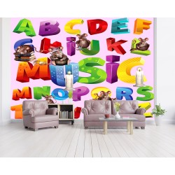 Funny ABCD Wallpaper for Kids Room