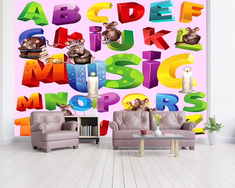 Funny ABCD Wallpaper for Kids Room Funny ABCD Wallpaper for Kids Room