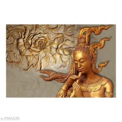 Golden Girl and Flower self adesive 3d wallpaper-CDWP0600348