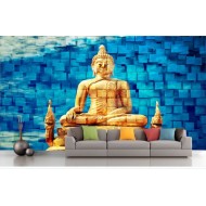 Lord Buddha Brick Wallpaper