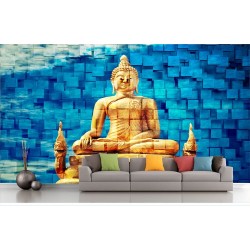 Lord Buddha Brick Wallpaper