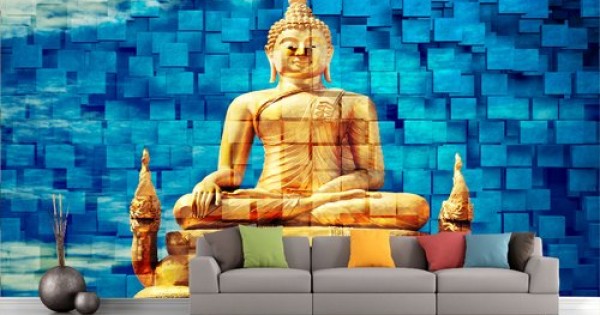 Lord Buddha Brick Wallpaper