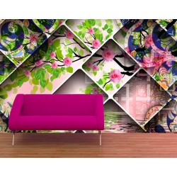 Modern Pink Flower Wallpaper in 3D Style