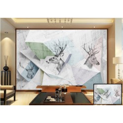 White 3D Deer Wallpaper